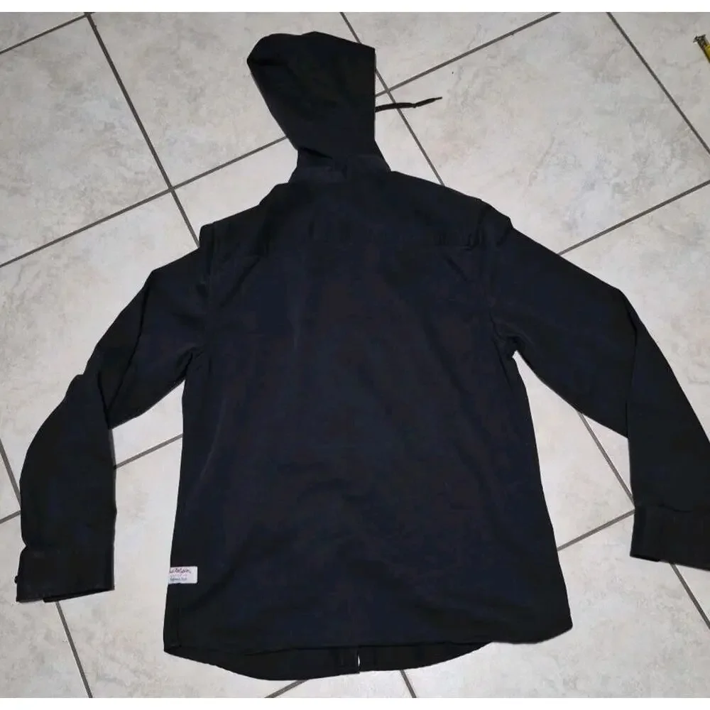 True Religion Mens XL Hooded Shirt Jacket Black 100% Cotton Made USA #0295